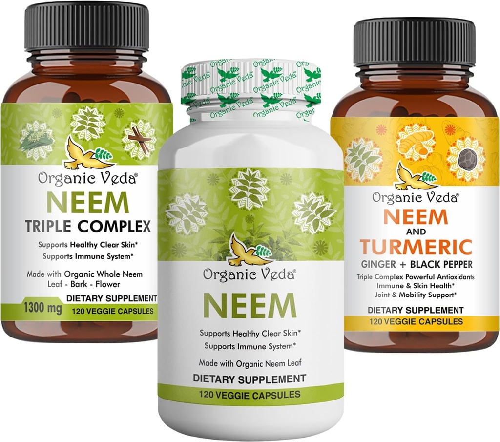 Premium Neem & Turmeric Supplement Bundle – 피부 건강, 면역 및 정화 지원을위한 2-in-1 캡슐 공식
