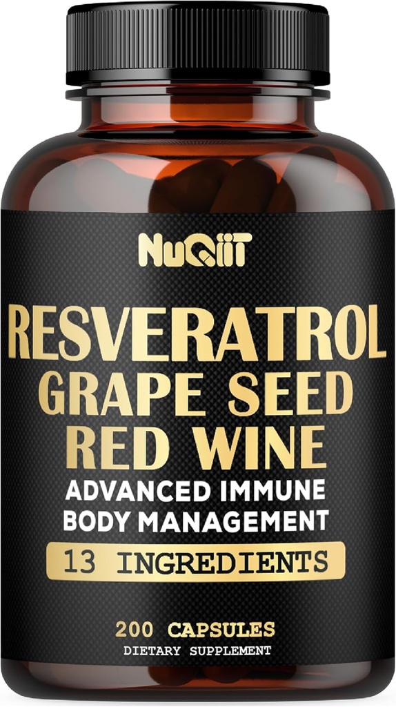 Red Wine Extract, Immune & Body Management Complex - Echinacea, Garlic Bulb, Berberine HCI, Milk Thistle & More - 200 캡슐 100 개