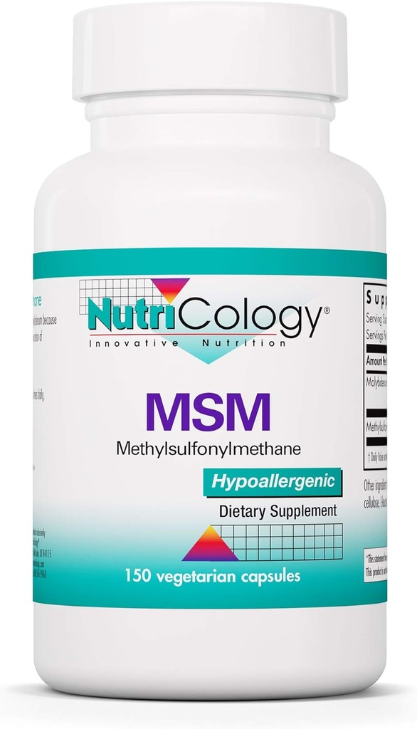 Nutricology MSM 보충교재 - 합동 지원, 머리 성장을 위한 Methylsulfonylmethane, 피부 & 못, 500 mg 채식 캡슐 - 150 조사