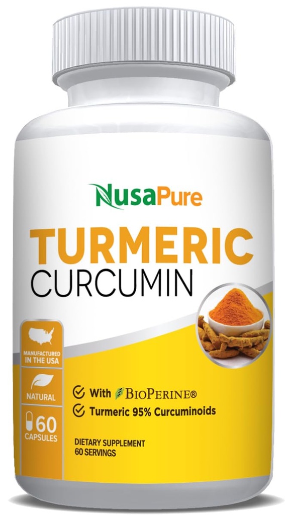 NusaPure 심황 Curcumin 600 mg 60 캡슐 심황 95% Curcuminoids 규정식 보충교재