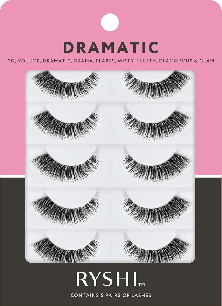Ryshi False Eyelashes with 5 Pairs, 드라마틱 룩 with self-adhesive and Reusable Lash Set, 추가 볼륨에 자연 아름다움을 강화