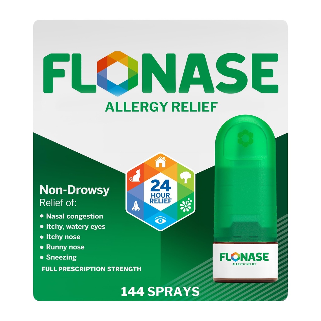 Flonase 알레르기 완화 Nasal 스프레이, 24 시간 비 Drowsy 알레르기 의학, 미터 Nasal 스프레이 - 144 스프레이 - 가을과 계절 알레르기 완화
