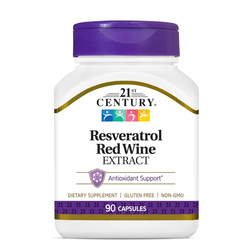 21 세기 Resveratrol 빨간 포도주 추출물 캡슐, 90Count