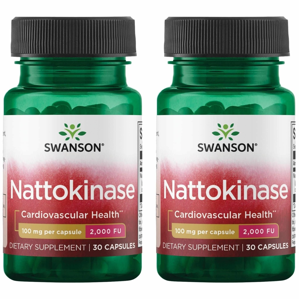 Swanson Nattokinase 2000 Fibrinolytic 단위 100 밀리그램 30 캡슐 효소 (2 팩)