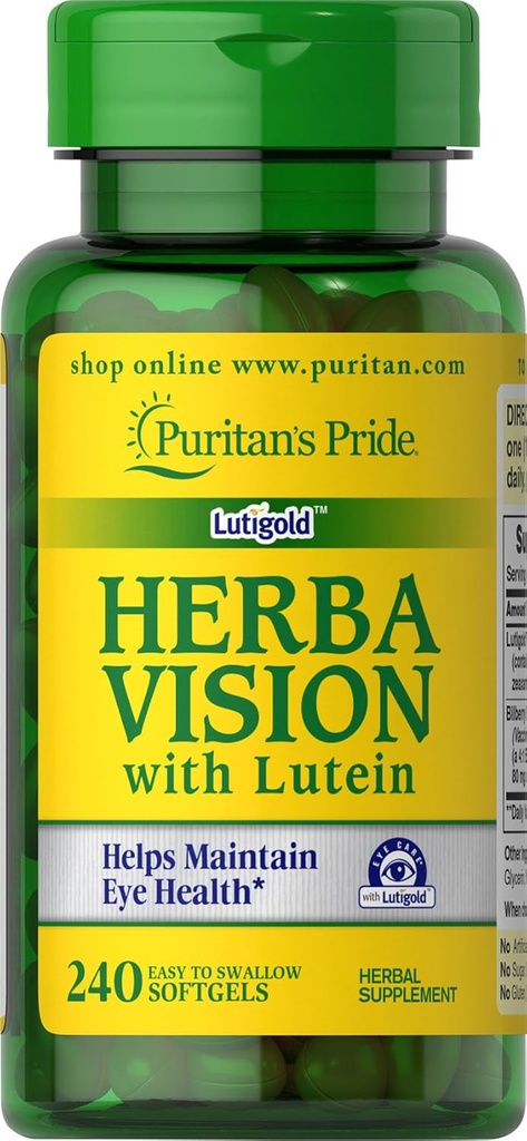 Lutein, Zeaxanthin, Bilberry Softgels, 240 카운트와 Puritan의 Pride Herbavision