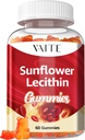 해바라기 Lecithin Gummies 800mg - Vegan, Non-GMO, Soy-Free & Gluten-Free - 성인, Lactation 보충교재, 자연적인 웰니스 지원을 위한 매일 영양, 쉬운 Digest Chews를 지원하십시오 - 60 Vegan Gummy