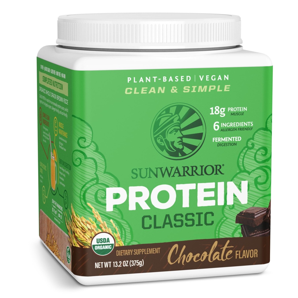 Bcaa & Amino Acids Raw Rice Protein Shake Gluten Free Low Carb Dairy Free | 식물 기반 클래식 Sprouted Brown Rice Protein Powder Chocolate 375g Sunwarrior