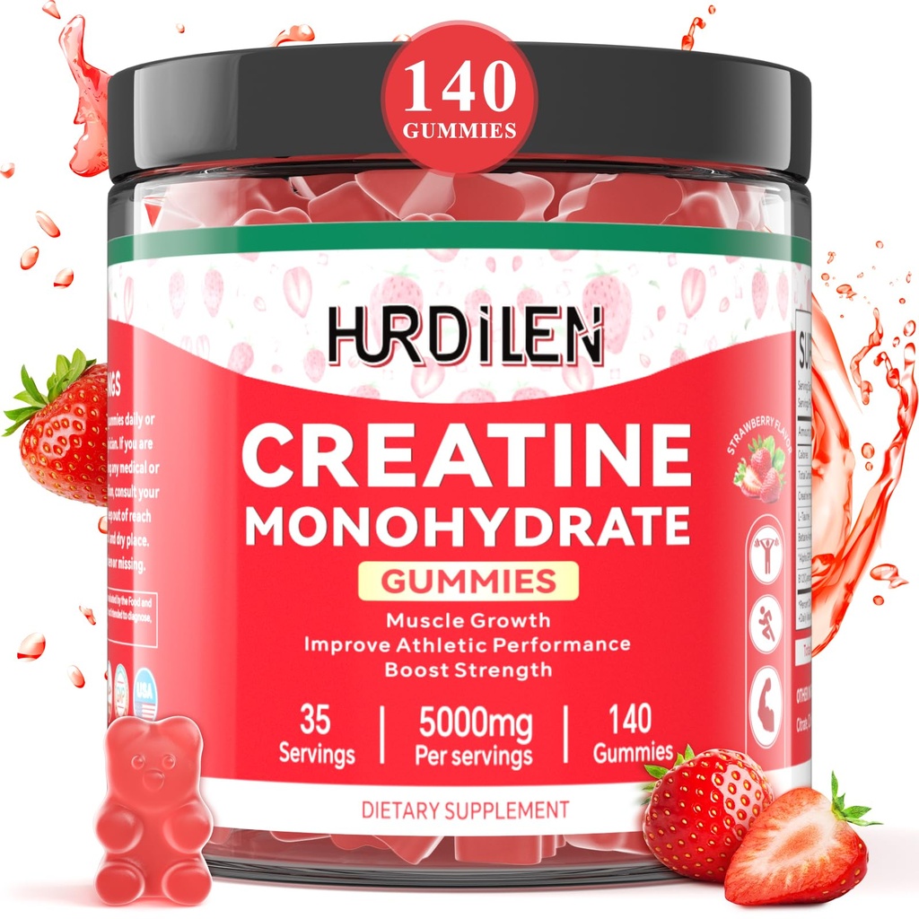 140 조사 크레아틴 Monohydrate Gummies, 5000mg 크레아틴 Monohydrate L-Taurine를 가진 여자 & 남자를 위한 설탕 Gummies, 근육 힘, 근육 회복, 글루텐 빌더, 에너지 부스트