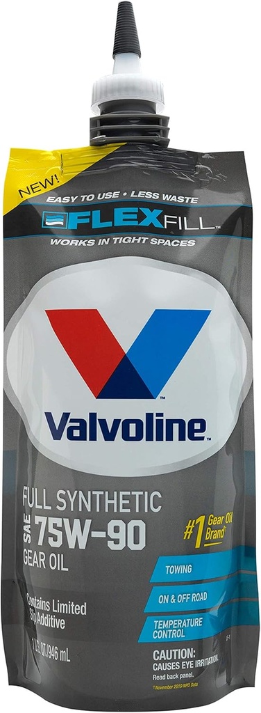 Valvoline FlexFill 진보된 가득 차있는 합성 75W-90 장치 기름 1개의 Quart 주머니