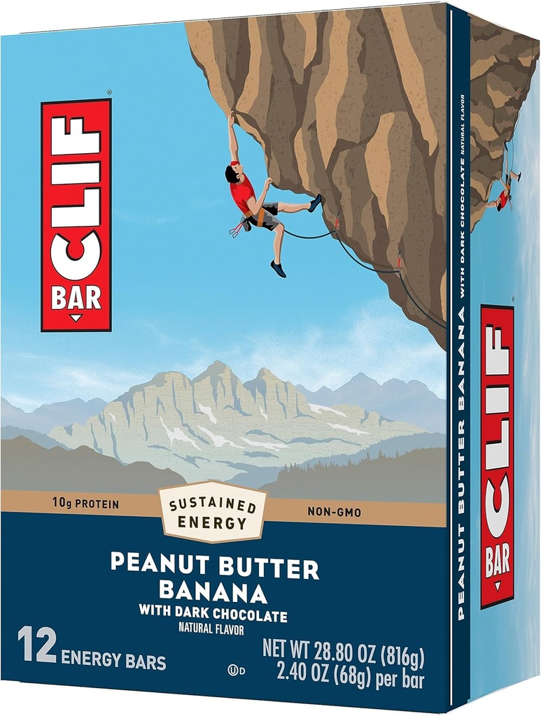 CLIF BAR - 땅콩 버터 바나나나 다크 초콜릿 맛 - 유기 귀 - 비 GMO - 식물 기반 - 에너지 바 - 2.4 oz. (12 팩)