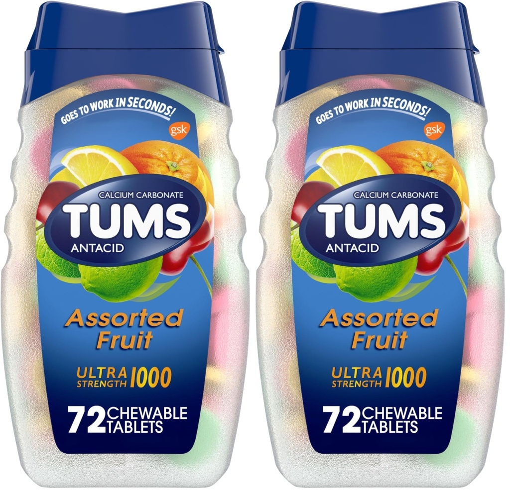 TUMS Heartburn Relief, Ultra Strength, Assorted Fruit, 72 Tablets (Pack of 2)에 대한 불안정한 정제