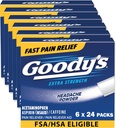 Goody의 두통 분말 여분 힘 고통 구호, 아스피린, Acetaminophen & 카페인, 24의 조사, 6의 팩