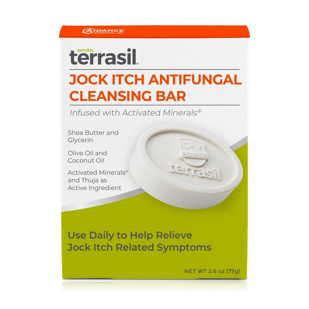 terrasil Antifungal Jock Itch Soap for Men, Fast Relief & Treatment from Burning, Itchy Skin, All-Natural Moisturizing 성분, 피부과 검사, 75g Bar
