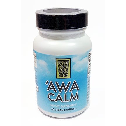 'Awa Calm 캡슐 - Kava 기반 초본 보충 30 % Kavalatone, Calamus 뿌리, 열정 꽃, 레몬 Balm & Hops (60 캡슐)