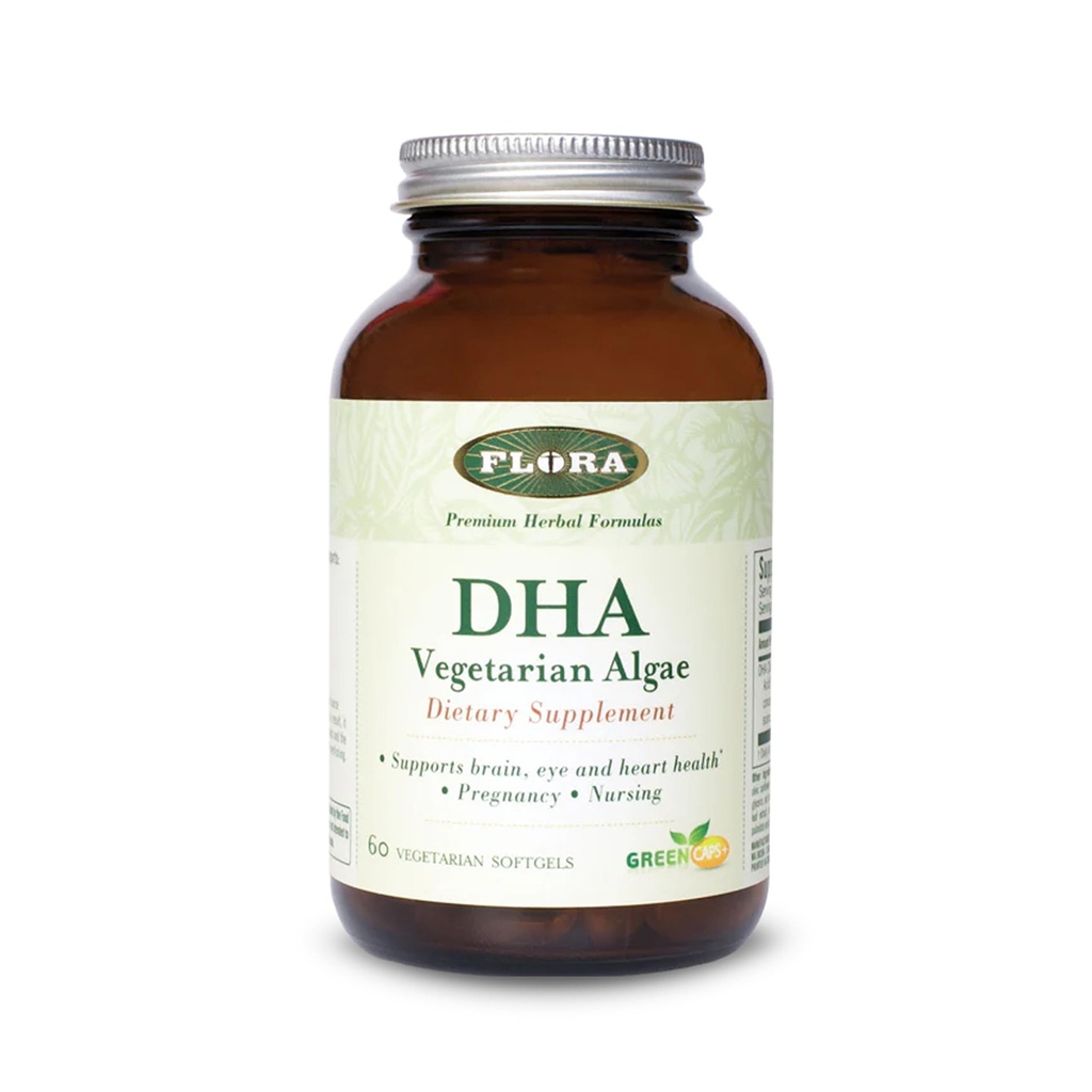 Flora - DHA 채식 조류 GreenCaps Plus - 두뇌 및 심장 건강 - 임신 중 보조 전반적인 건강 - 뇌 및 신경 시스템에 대한 - Omega-3 제공 - 채식 및 지속 가능 - 60 채식 Softgels
