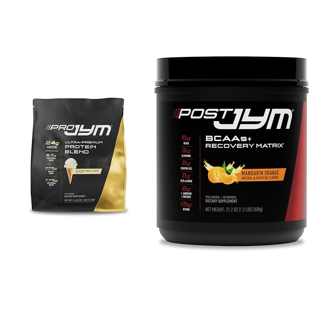 PRO JYM 45 서빙 - 타히티안 바닐라 콩 & - BCAA, 글루타민, 크레아틴 HCL와 포스트 운동