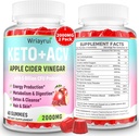 Probiotics & Vitamin B12, 2000mg Apple Cider Vinegar Gummies가있는 Keto ACV Gummies, Metabolism, Digestion, Detox & Cleanse, Sugar Free, Vegan-Friendly, 120 Gummies
