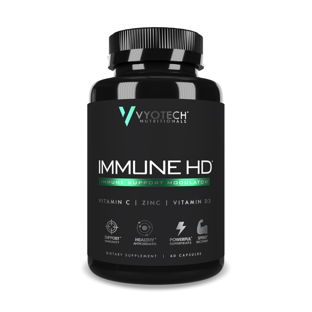 Vyotech 영양 Immune HD 지원 보충교재 | Elderberry, Echinacea, 비타민 C, D3, 아연, 심황 & Superfruit 산화 방지제 | 면역 건강 및 웰빙 공식 | 60 캡슐