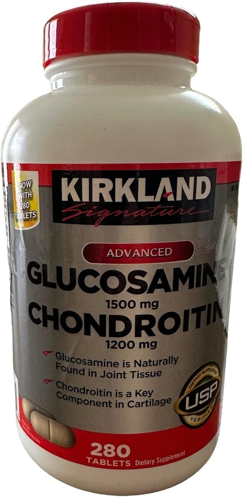 Kirkland 서명 글루코사민 HCI 1500mg Chondroitin 황산염 1200mg 220 정제 새로운 증가된 조사