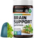 BIO KRAUTER 두뇌 지원 Gummies - 60 Vegan Chews - 자연적인 뇌 보충교재 - Ashwagandha, Ginkgo Biloba, Bacopa, DMAE 및 Cognitive 지원을 위한 비타민