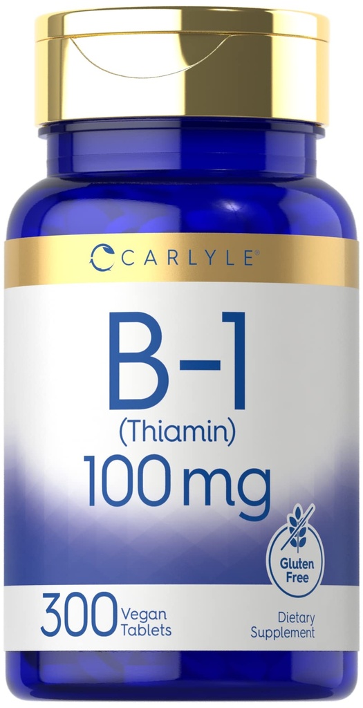 Carlyle B1 비타민 100mg | 300 정제 | 여성용 보충 | Thiamin HCl | Vegan, Non-GMO & 글루텐 무료