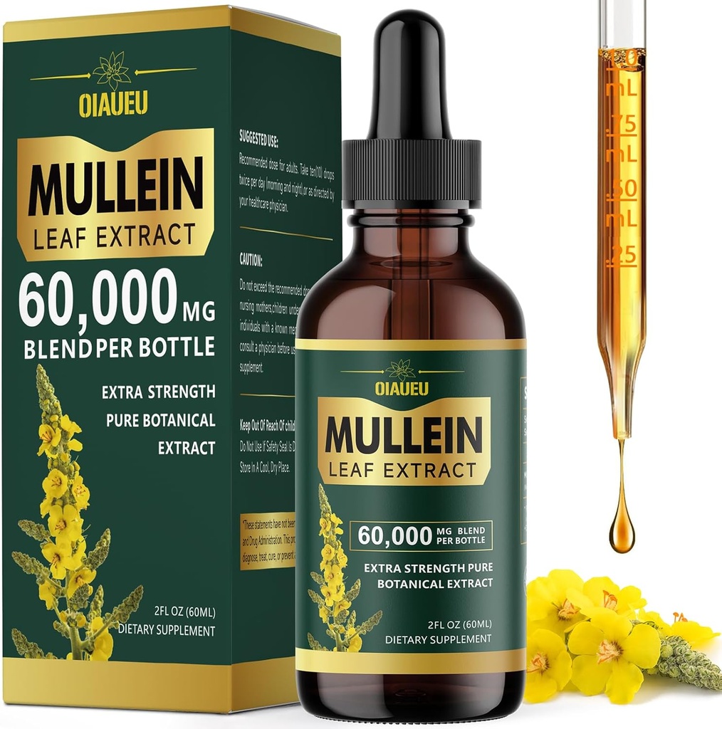 Lungs, Mullein Leaf Tincture Support Lung Cleanse, Lung Detox 및 Respiratory Health, Vegan, 2 fl oz에 대한 천연 보충 액체 추출물