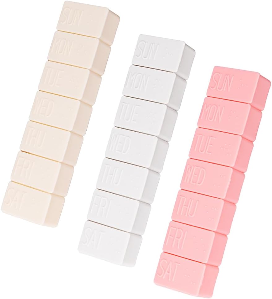 3Pack Weekly Pill 주최자,Extra 대형 7 일 알약 케이스 물고기 오일, 칼슘 정제 보충제 및 기타 비타민 알약을위한 매일 알약 상자