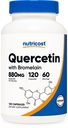 Bromelain, 880mg Quercetin + 165mg Bromelain을 가진 Nutricost Quercetin, 120의 캡슐, 60의 서빙 (2개의 모자) - 채식주의자, 비 GMO & 글루텐 자유로운