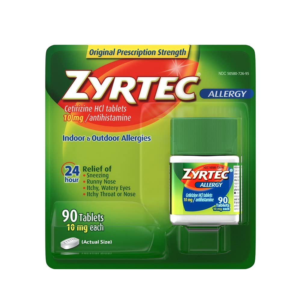 Zyrtec 알레르기 완화 (10 mg), 90 정제