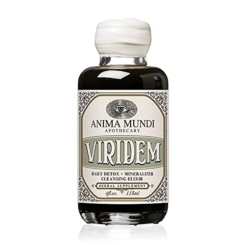 Anima Mundi Apothecary Viridem Greens Detox Elixir - GI & Liver Detox Liquid Supplement, Chlorophyll, Moringa + Organic Chlorella와 천연 허브 클렌징 - 주스 및 차에 추가 (4oz / 118ml)