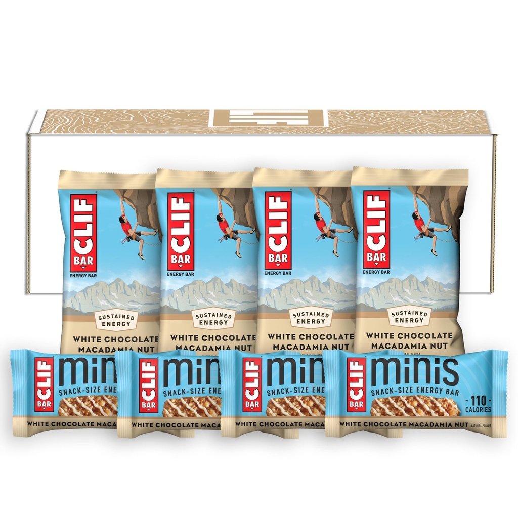 CLIF BAR - 화이트 초콜릿 Macadamia 너트 맛 - 전체 크기 및 미니 에너지 바 - 유기 귀중품으로 만든 - 비 GMO - 식물 기반 - 2.4 온스 및 0.99 온스. (20 카운트)