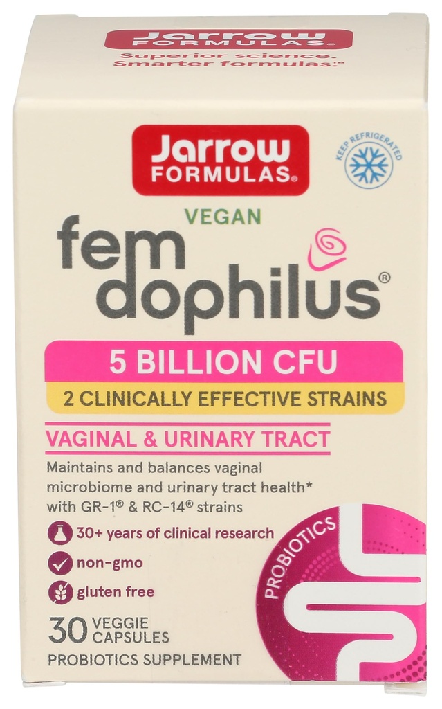Jarrow Formulas Fem-Dophilus - 서빙 당 5 억 CFU - 여성 프로 바이오 틱 보충 - Urinary Tract & Vaginal Health - 최대 30 서빙 (백기 모자)