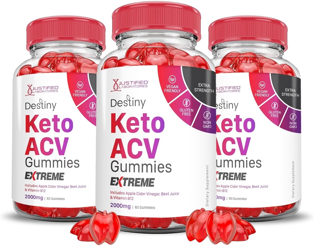 Justified Laboratories (3 팩 Destiny Keto ACV Gummies Extreme 2000MG Destiny Keto Gummies 고급 공식 사과 Cider Vinegar 와 Pomegranate Beet Juice Powder B12 Vegan Non GMO 180 거미