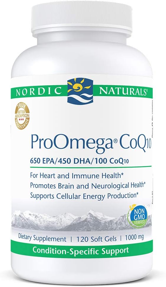 북유럽 자연 ProOmega CoQ10 - 물고기 기름, 650 mg EPA, 450 mg DHA, 100 mg CoQ10는, 신경 건강 및 세포질 에너지 생산*, 120 연약한 젤을 승진시킵니다