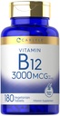 Carlyle B12 비타민 3000 mcg | 180 정제 | 채식 보충교재 | Non-GMO & 글루텐 프리