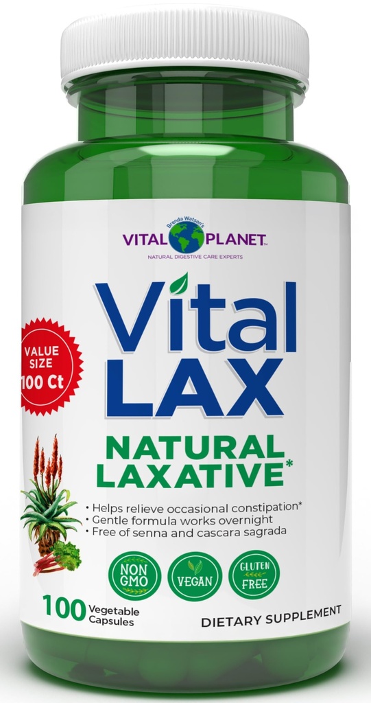 Vital Planet - Magnesium Hydroxide, Slippery Elm, Aloe 및 Triphala와 함께 Occasional 변비를위한 Vital Lax Natural Laxative Cleanse 보충