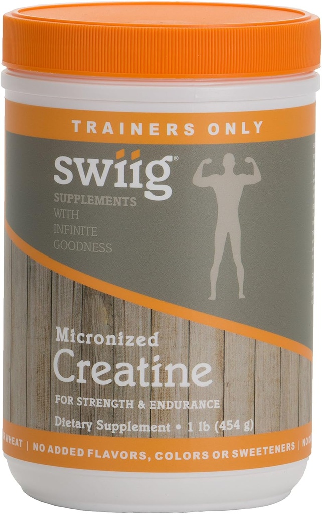 swiig Micronized Creatine Monohydrate, 글루텐 없음, 효모 없음, 옥수수 또는 밀, 추가된 풍미 없음, 낙농장 없음, 물고기, 또는 간장 없음, 방부제 없음, GMO 성분 없음 - 90의 서빙