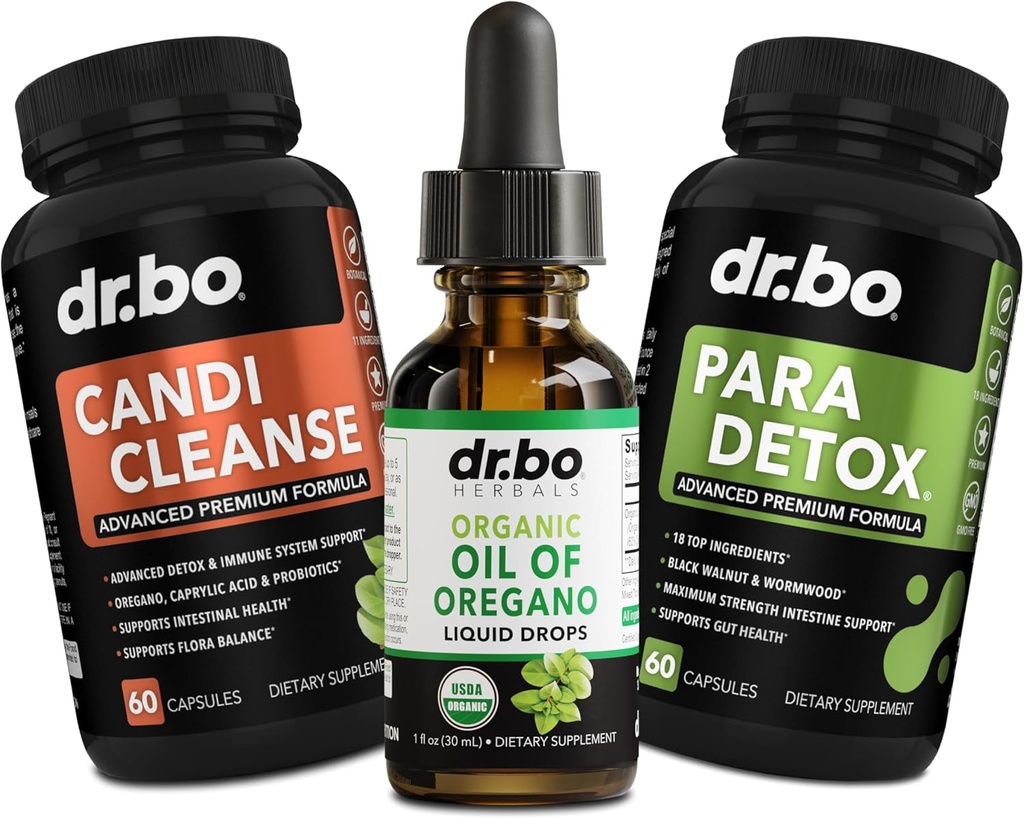 Oregano 기름 유기 액체 하락 & 세척 캡슐 - Oregano 하락의 유기 기름 Tincture 추출물, Candi Cleanse Detox - Caprylic 산, Wormwood 검정 호두 & Cloves 캡슐