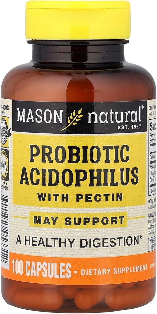 Pectin, 100개의 캡슐을 가진 MASON NATURAL Probiotic 산ophilus