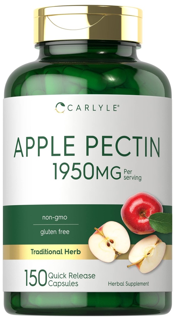 Carlyle Apple Pectin 캡슐 | 1950mg | 150 알약 | Non-GMO & 글루텐 무료 초본 보충