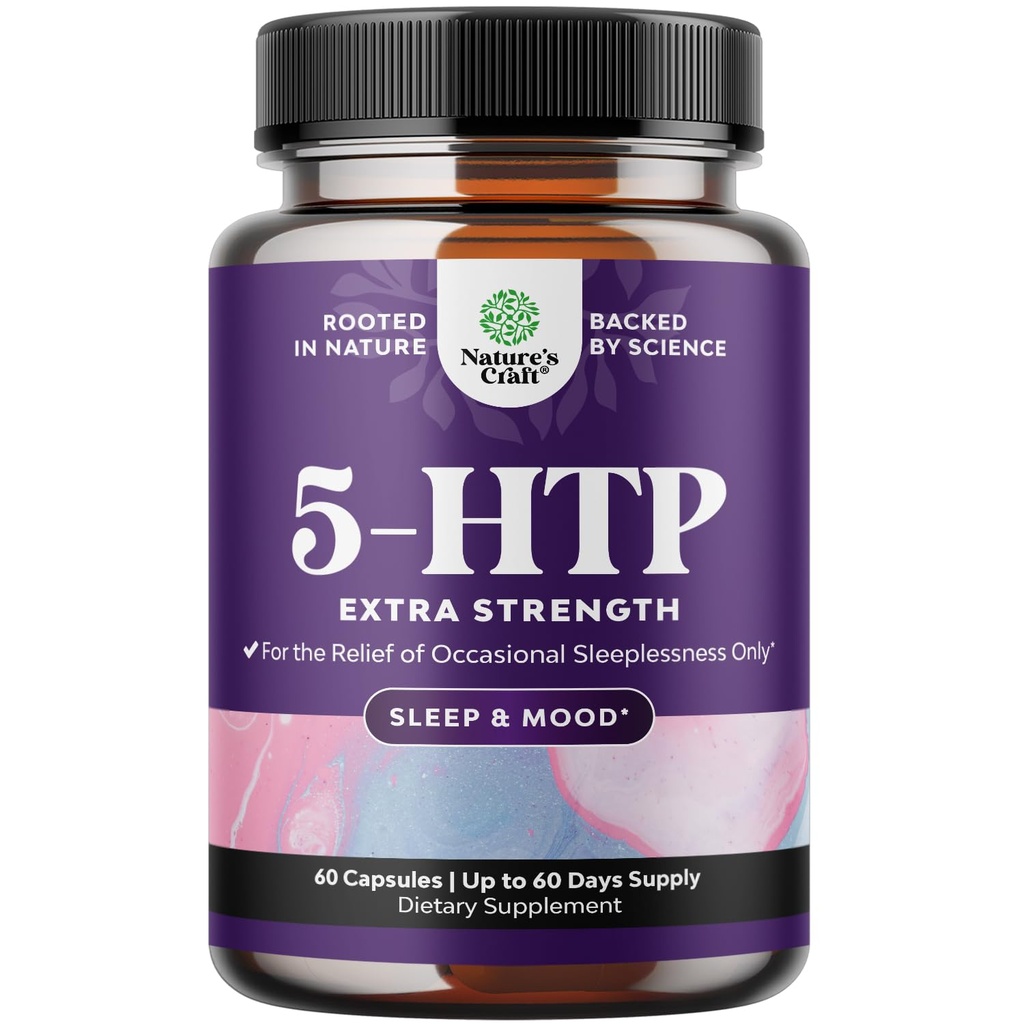 5 HTP 보충교재 5-Hydroxytryptophan - 서빙 당 5HTP 100mg Gentle 초본 잠 및 계류 증강제 - 5-HTP 100 mg 봉사 계류 및 수면 지원 Griffonia Simplicifolia에서 캡슐