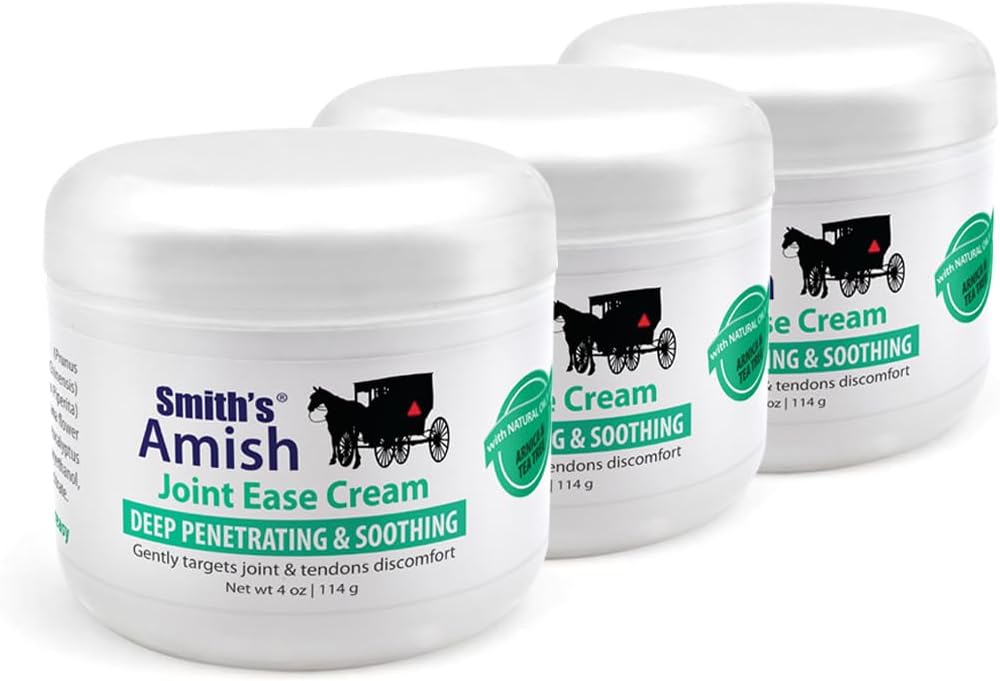 Smith의 Amish JointEase Soothing 크림 3 팩 (삼 4 온스 항아리) Arnica, Tea Tree, Eucalyptus, Peppermint 및 Rosemary