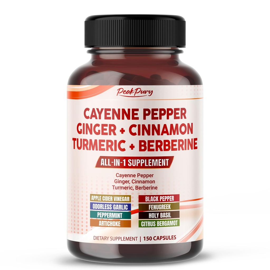 Cayenne Pepper Ginger Turmeric Berberine - 소화, Gut Heath Support - 미국에서 제조