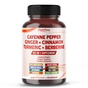 Cayenne Pepper Ginger Turmeric Berberine - 소화, Gut Heath Support - 미국에서 제조