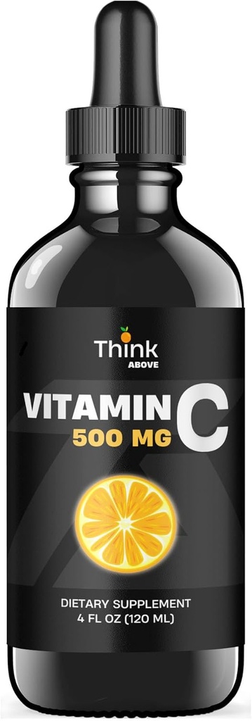 액체 비타민 C - 높은 복용량 - 비타민 C 드롭 - 성인과 어린이 - 500 mg - 액체 VIT C - 비 GMO - 비타민 C 액체 보충 (4 fl oz 120 ml)