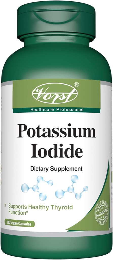 칼륨 Iodide 800mcg 120 Vegan 캡슐 | 여성 및 남성용 Thyroid 지원 보충교재 | Iodine