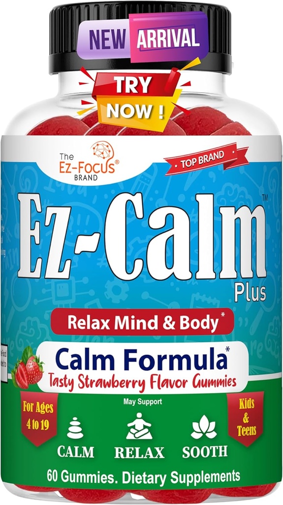 Calming Ashwagandha Gummies for Teens- Calm Sleep Gummies - Ashwagandha Root Extract - Ashwagandha Supplement for Sleep 스트레스 밸런스 - 60 Vegan Sugar Free Chews