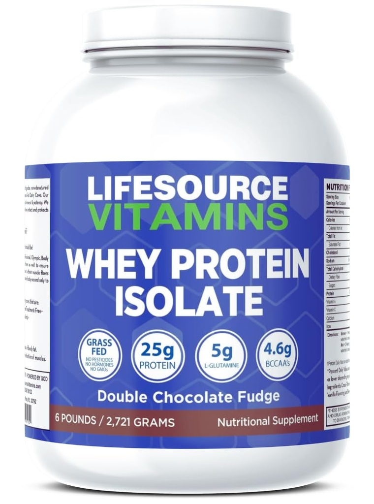 LifeSource 비타민 6 lb - 미국 낙농장 잔디 페더럴 익스프레스 호른 단백질 격리 - 두 배 초콜렛 판 단화된 w/Stevia