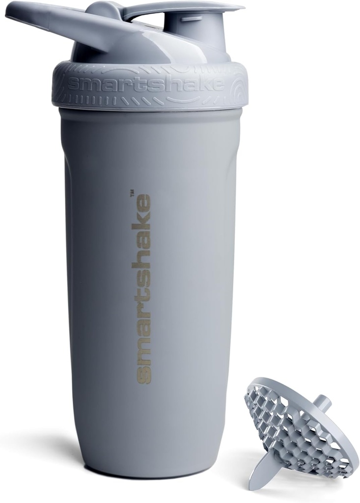 Smartshake 강화 스테인레스 스틸 단백질 셰이커 병 900 ml | 30 oz - 누설 나사 - 뚜껑 - BPA 무료 - 비 절연 병 - Unisex (회색)