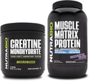 NutraBio Creatine Monohydrate, Unflavored, (150 g) 및 근육 매트 단백질 분말, (Confetti Cake) 보충 번들 - 근육 에너지, 최대 성장, 회복 및 힘